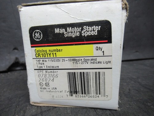 NEW SURPLUS GE MANUAL MOTOR STARTER CR101Y11 1 HP 115/230 VOLT 50/60 HZ - Picture 2 of 6