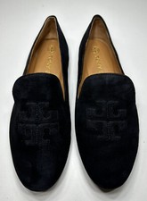 Tory Burch Womens Ruby Smoking Slippers Black Suede Size 8M