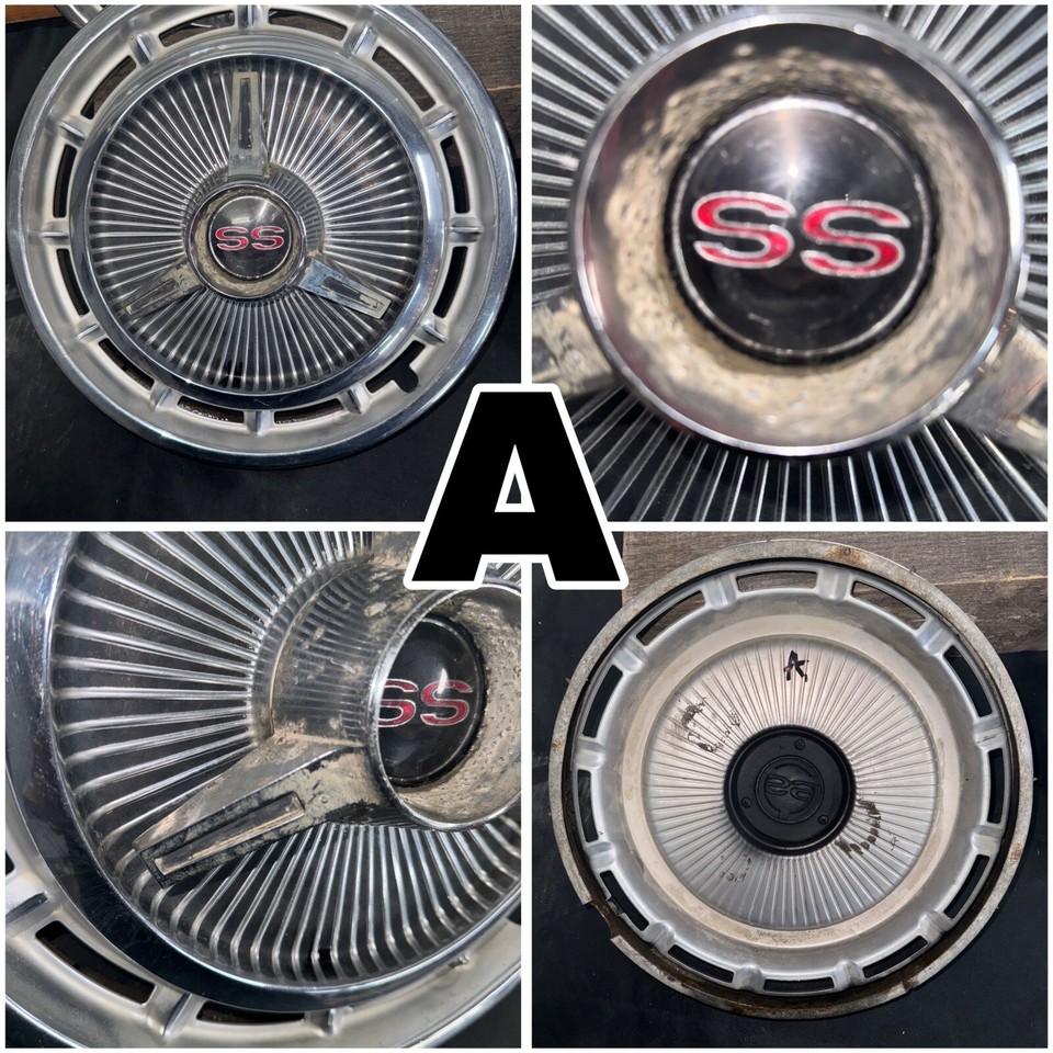 1960’s 14” Chevrolet Chevy SS hubcaps Nova Impala Chevelle ALL SIX CAPS