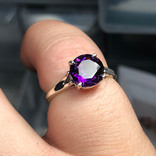 Amethyst Ring 925 Sterling Silver Ring, Handmade Round Cut, Gift for Her