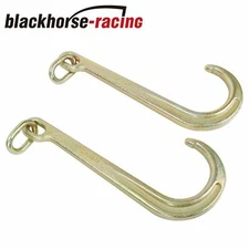 (2)15" Inch J Hook with Chain Link Tow Axle Strap Wrecker Clevis WLL G70 5400LBS
