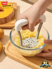 Manual Potato Masher with Handle - Vegetable Crusher, Fruit Press Kitchen Tool