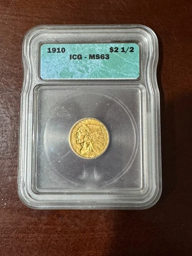 1910 $2 1/2 Gold Quarter Eagle Indian - ICG MS63 - $2.5 Coin $2.50 Piece