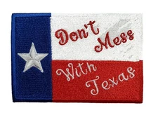 Don't Mess With Texas State Flag Fully Embroidered Iron On Patch 3.4" x 2.3"