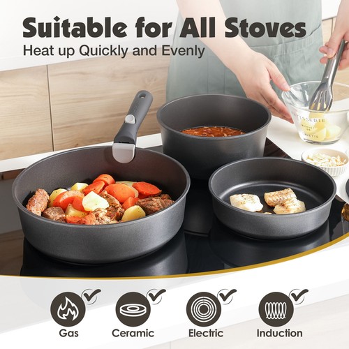 Nonstick Pots Pans Set with Detachable Handle 8Pcs Cookware Sets - Picture 8 of 11