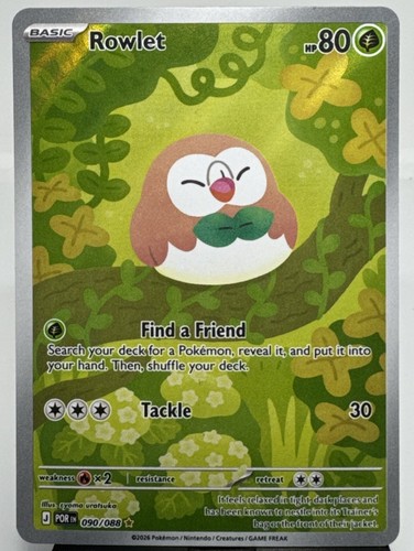 Pokemon TCG Rowlet 090/088 Me03: Perfect Order Illustration Rare Holo Cute Card