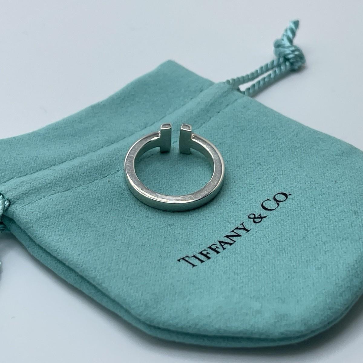 Tiffany & Co. 925 Sterling Silver T Square Ring Band Ring Size 6