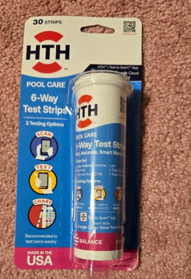 HTH Pool Care 6-Way Test Strips for Swimming Pools.  30 strips #1276  NEW