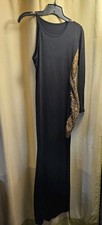 Black With Gold Sequin Dress With Side Slit Size Medium