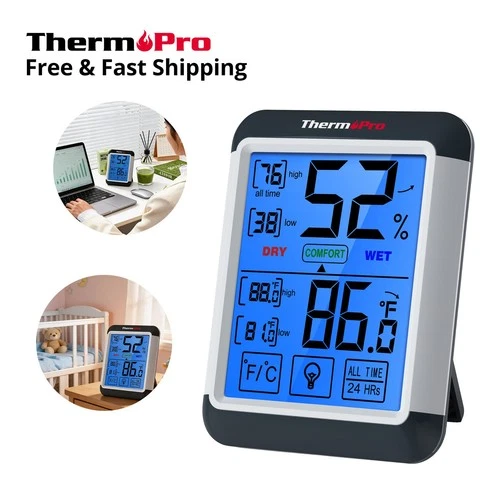 ThermoPro TP55W Digital Hygrometer Indoor Thermometer Humidity Gauge Touchscreen
