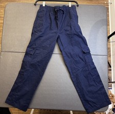 Gymboree Boys Size 10 Navy Cargo Pants Drawstring Adjustable Waist 100 Cotton