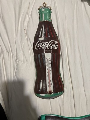 Vintage 3D Coca-Cola Coke Metal Bottle Shaped Thermometer 1950 s Working /Clean