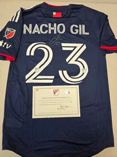 NE Revolution NACHO GIL Signed Match Game Used 2023 Season Soccer Jersey