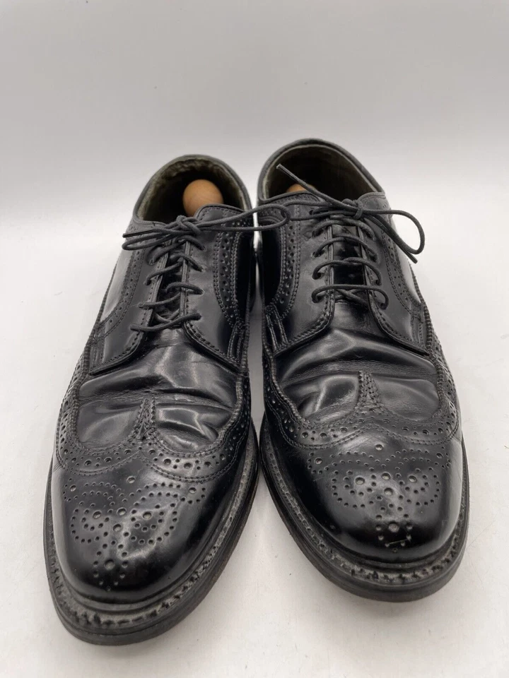 Zapatos de vestir Dexter Oxford para hombre talla 9,5 cuero negro con cordones puntera ojales Foto 2 de 4