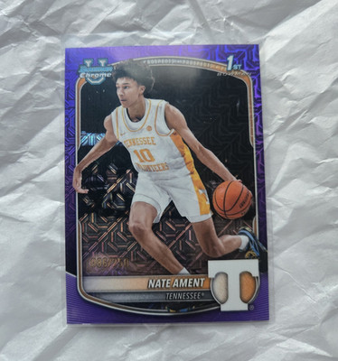 Topps 2025 Bowman Chrome U Nate Ament BCP-5 1st Bowman Purple Mojo /250
