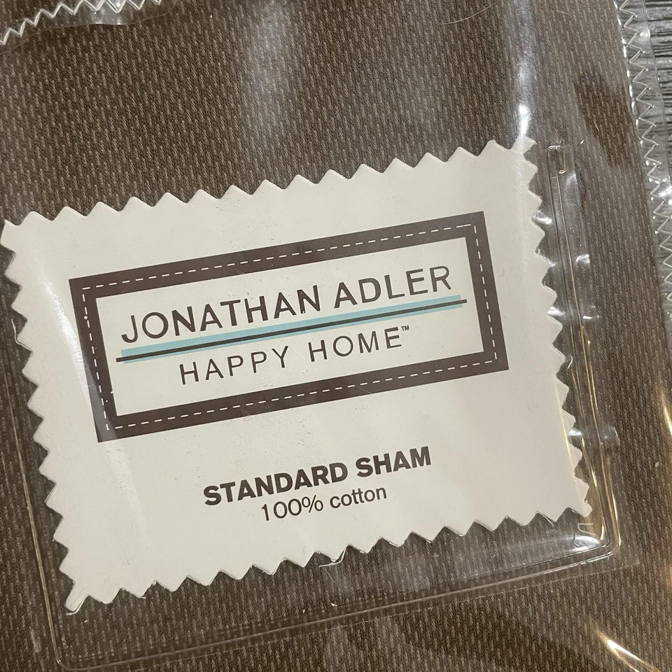 Lot of 3 JONATHAN ADLER Happy Home Brown 1 KING Bedskirt 2 Standard Shams *NEW - Image 4 of 4