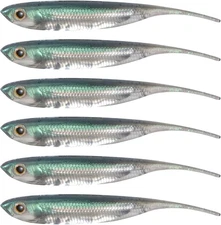 Dr.Fish 6 Pack Drop Shot Baits, 3.15" Soft Plastic 3-1/8", Green Silver Shad 