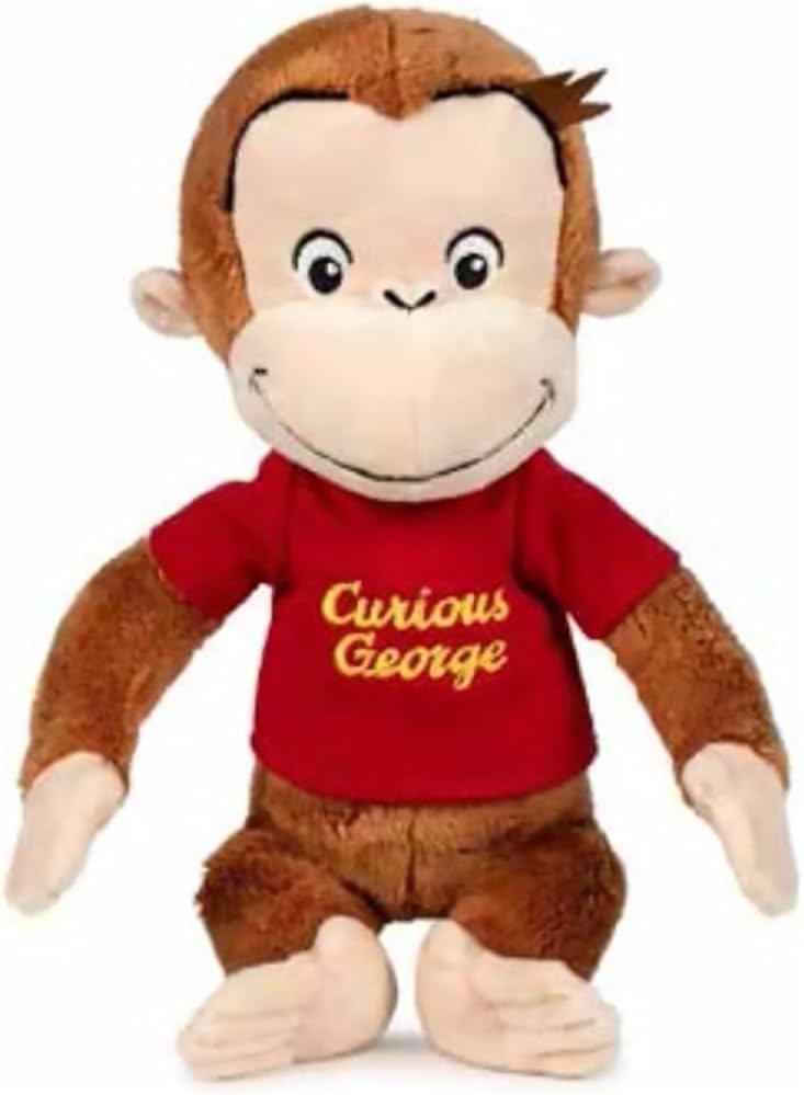 CURIOSO COMO GEORGE Plüschtier 25cm Scimmia Mit Roter T-Shirt CURIOUS GEORGE