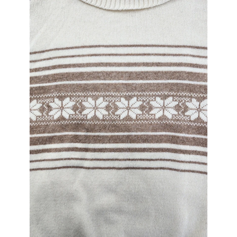 Suéter Vintage Janzten Fair Isle Cuello Alto Talla M Crema Tostado Invierno Foto 2 de 4