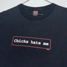 RARE VTG Fashion Victim Shirt - 1998 - CHICKS HATE ME - Black - Box Logo - XL