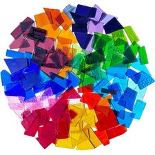 PALJOLLY Colorful Stained Glass Scraps, 1 Inch To 2 Inches, Transparent Mixed