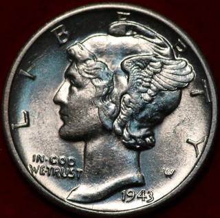 Uncirculated 1943 D Denver Mint Silver Mercury Dime