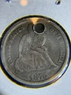 1876-CC Seated Liberty Dime 10c VF details (Holed) Perfect For A Book!