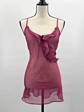 Fredericks Sheer Slip Dress Medium Top Chemise Lingerie Ruffle Whimsigoth Fairy