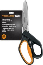 Fiskars Powerarc 8" Shop Shears, Heavy Duty Serrated Stainless Steel Scissors wi