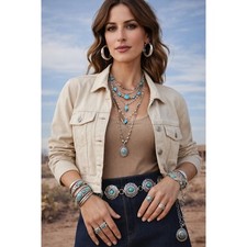 Cowgirl Concho Belt Silver Medallions  Turquoise Accent Rodeo Festival