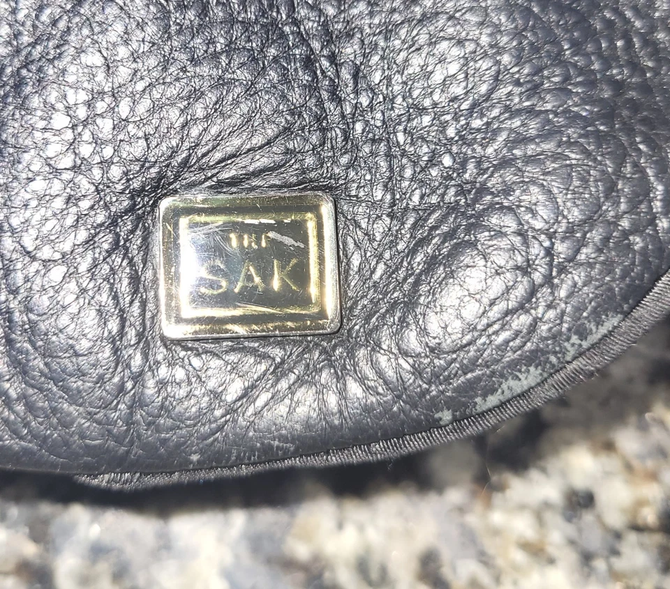 Bolso de Hombro Hobo The SAK Cartera de Cuero Negro De Colección Y2K Rojo Forro a Cuadros Foto 3 de 4