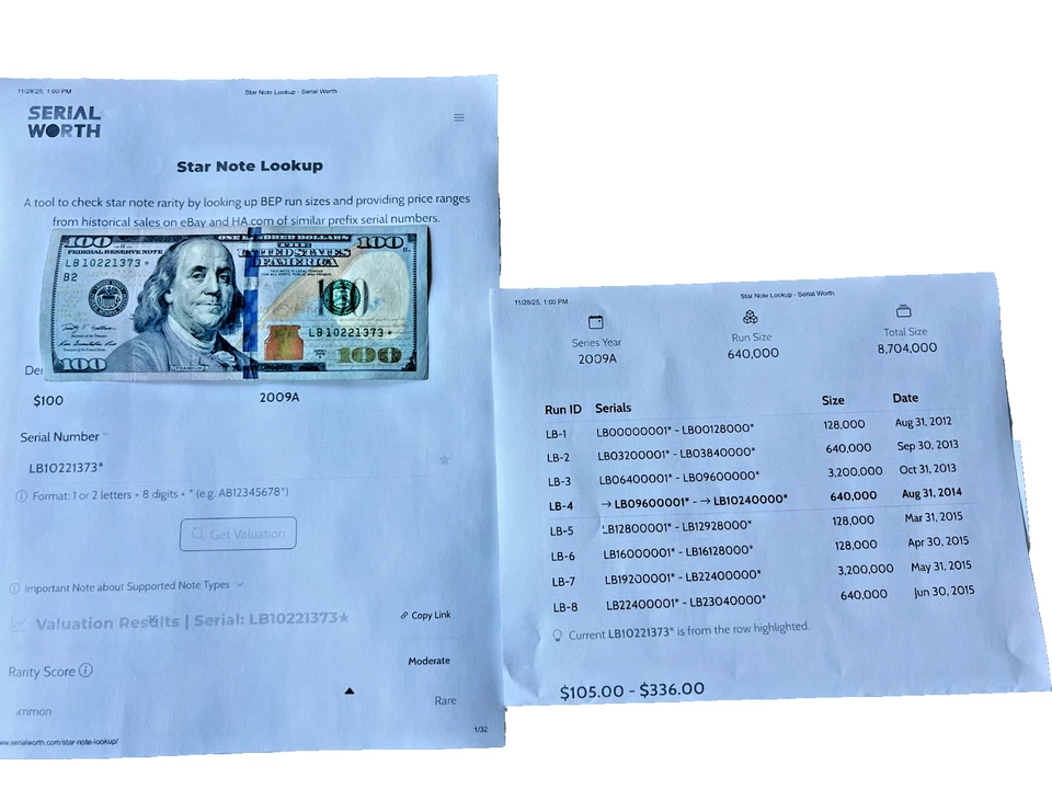 Rare $100 Bill Star Note w/ Low Serial Number / over strikes in federal Reserve - Image 2 of 2