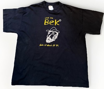 Vintage 90s  Call Me Bek  Graphic T-Shirt XL Black Single Stitch USA