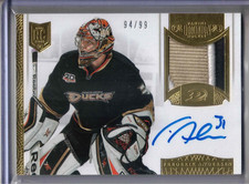2013-14 Panini Dominion hockey Frederik Andersen RC rookie patch auto /99 card. rookie card picture