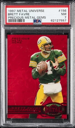1997 SKYBOX METAL UNIVERSE PRECIOUS METAL GEMS #156 BRETT FAVRE #/150 PSA 7