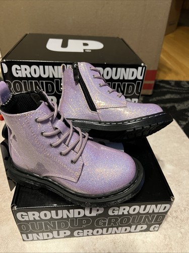 Ground Up Girls Boots Sz 9c Purple Sparkle Glitter