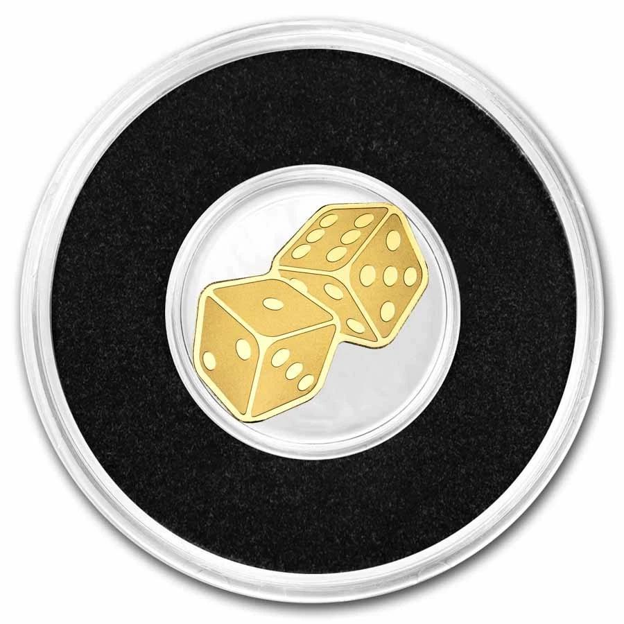 Moneda Palau 1/2 gramo oro $1 resaltados dorados en forma de dados Foto 3 de 4