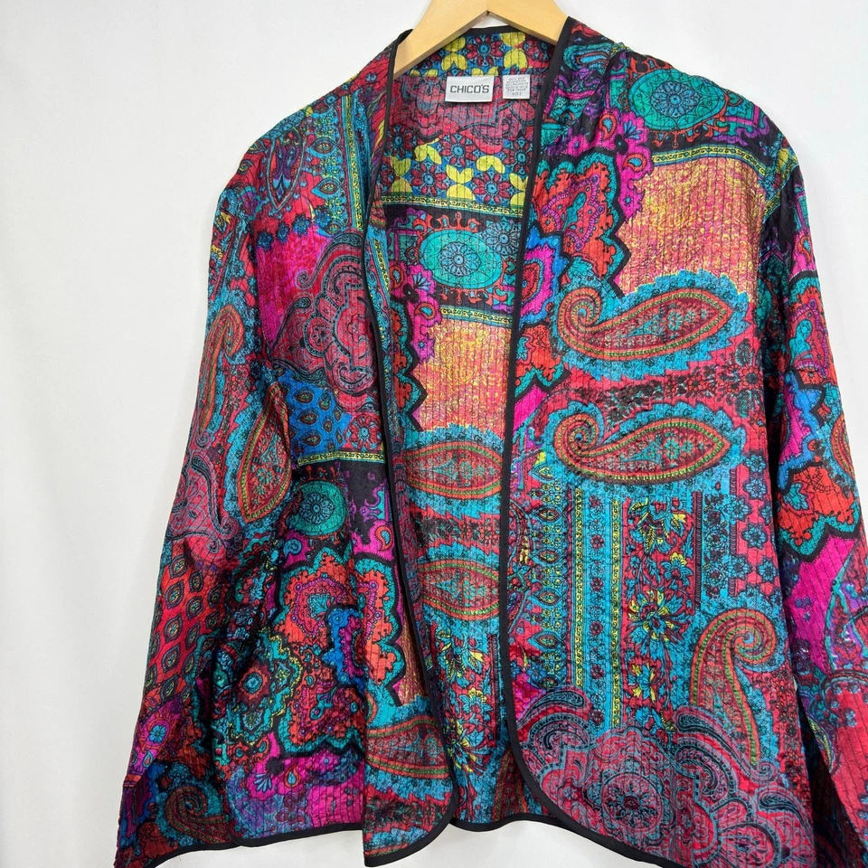 Chaqueta Blazer Chicos Paisley Mezcla Seda Kimono Multicolor Talla M/L Foto 3 de 4