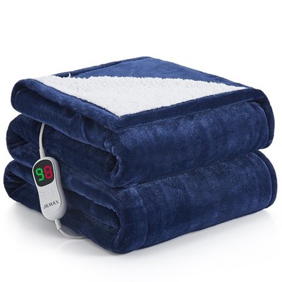 JKMAX 50''x60'' Heated Throw Blanket - 10 Heat Settings, 5 Levels, Auto-Off, Ov...