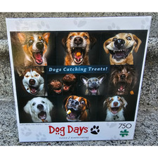750 Piece Jigsaw Puzzle - Dogs Catching Treats - Dog Days - Buffalo Games