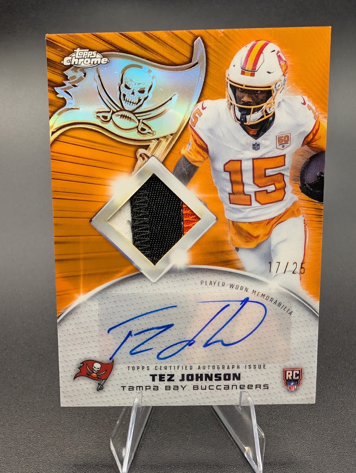 2025 Topps Chrome -  Tez Johnson #RPA-TJ Orange Refractor /25 Color Match