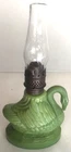 Nile Green EAPG Milk Glass Swan Nutmeg Oil Kerosene Finger Lamp Pat. 1877 Antq