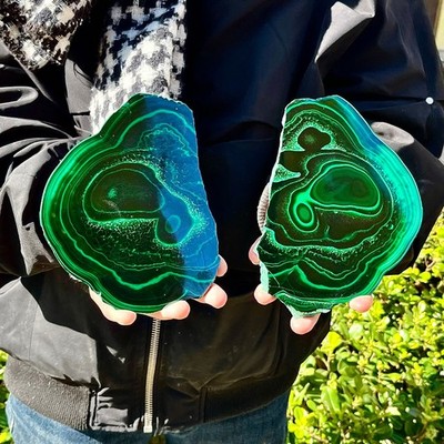 1.85+1.47LB Natural high-end peacock stone slices polished specimens spiritual h
