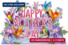 Paper Love Mothers Day Card, 3D Pop Up Card, Happy Mother's Day Hummingbirds, Fo