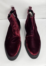 ASOS Size 12 Mens Red Velvet Ankle Boot Zipper Sides Dress Shoe Made In Portugal