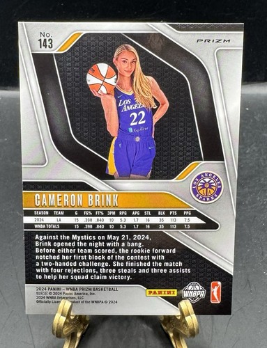 2024 Panini Prizm WNBA Logo Variation RC Cameron Brink Rookie No. 143 - Picture 2 of 2