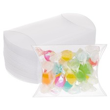50 Packs 3.5x2.5x1 Clear Plastic Pillow Favor Box Candy Treat Gift Packaging