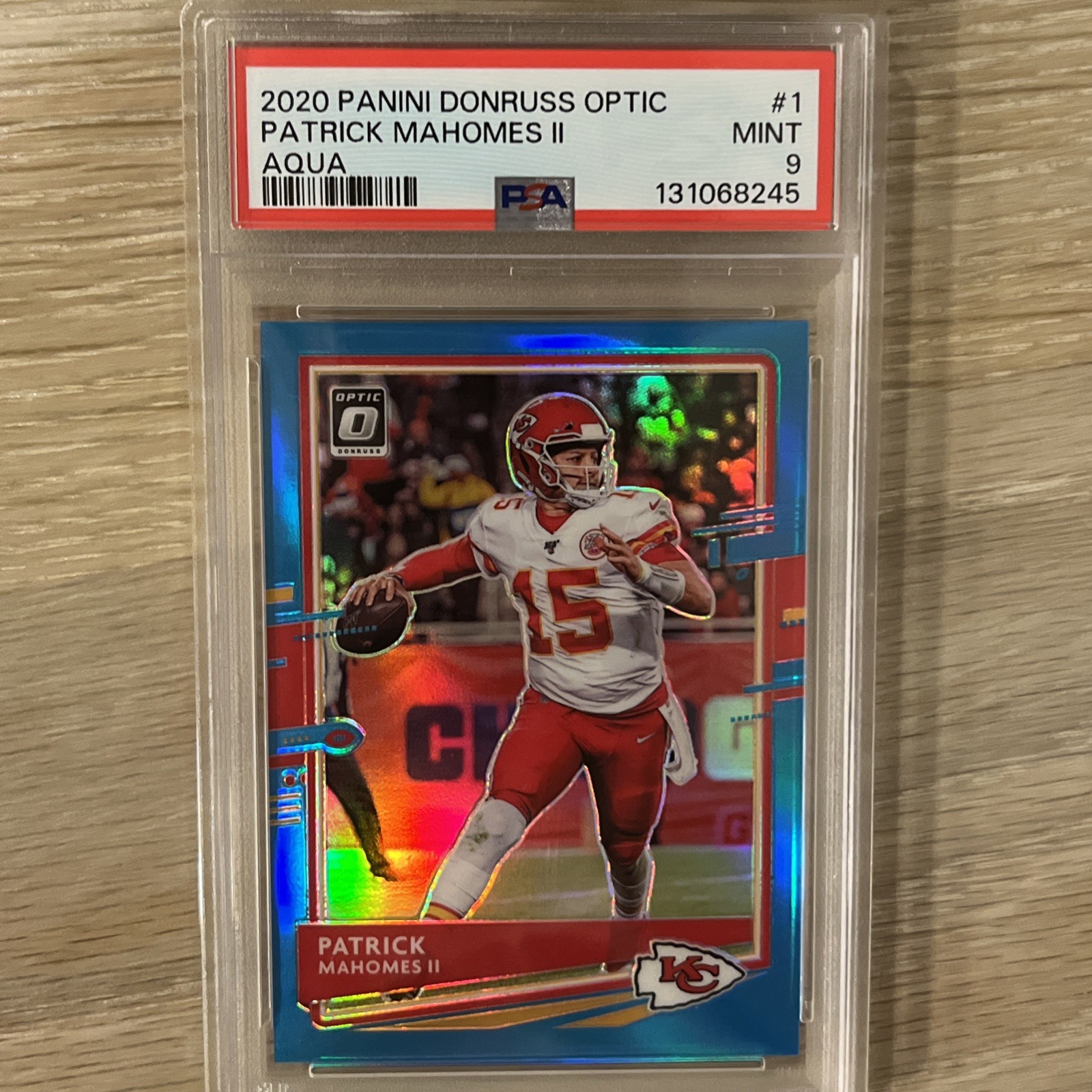 2020 Panini Donruss Optic - Patrick Mahomes II #1 Aqua Prizm /299 PSA 9