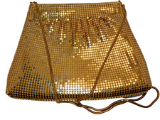 Vintage Y  S Original Gold Tone metel mesh crossbody evening bag purse K05