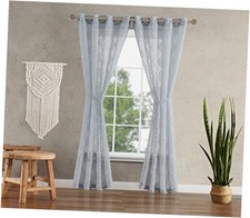 - Everyn Embellished Sheer Curtain Window 52"W x 96"L Pack of 4 Light Grey